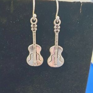 Earrings with guitar charm